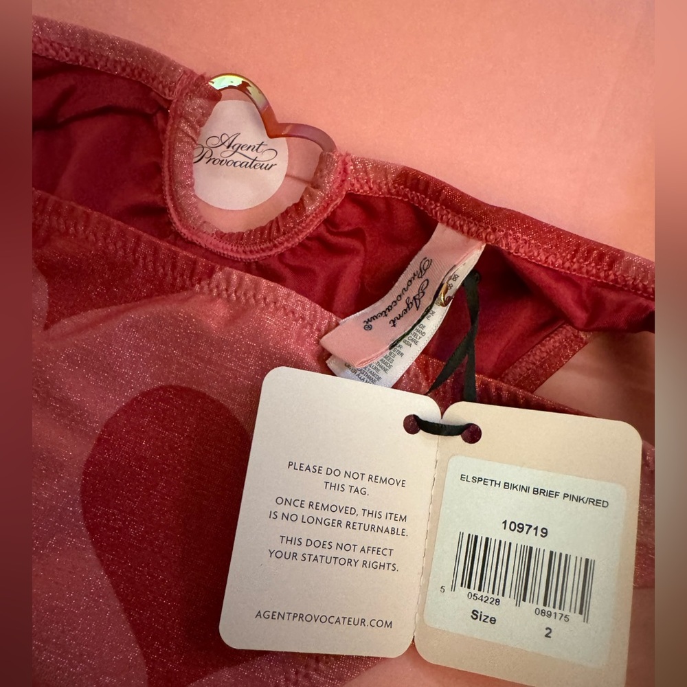 Agent Provocateur 💯% Authentic ELSPEH BIKINI PINK/RED HEART Set - NWT - Size 2 - Picture 8 of 12